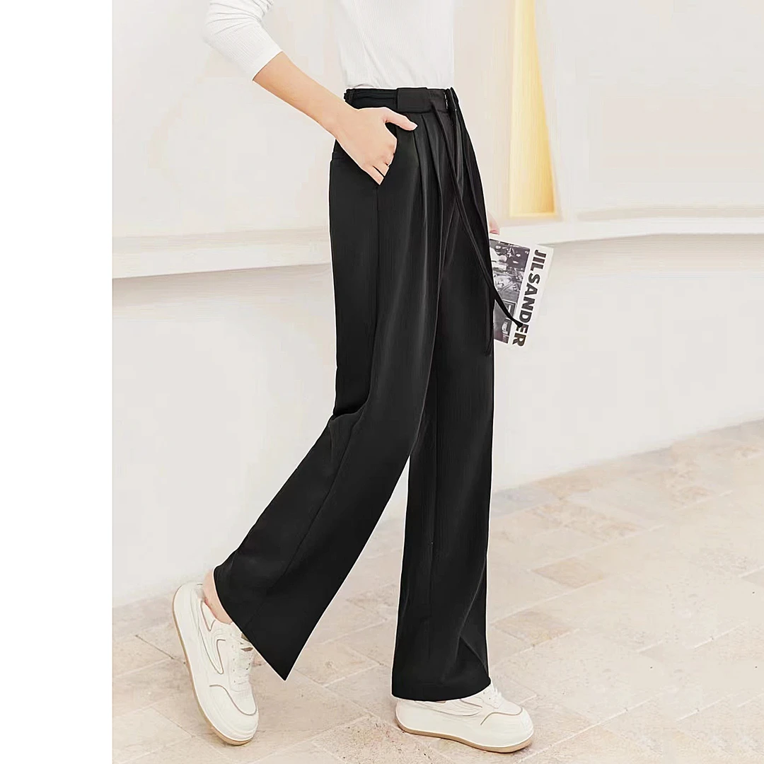 玉-KZ819西装裤女春季高腰高级宽松休闲垂感直筒裤显瘦百搭