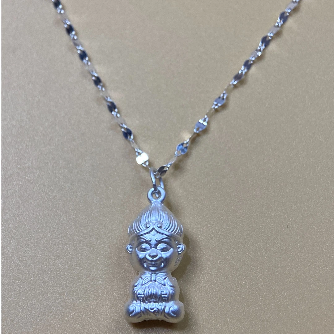 坠链均足银 999纯银黑悟空项链复古齐天大圣猴哥坠链手工时尚民族