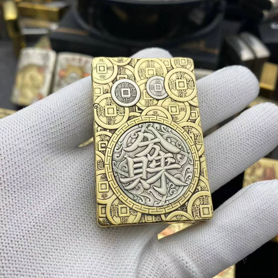 ZORRO正品佐罗zl8超薄小重甲五面浮雕镶嵌八方来财火机送礼男士