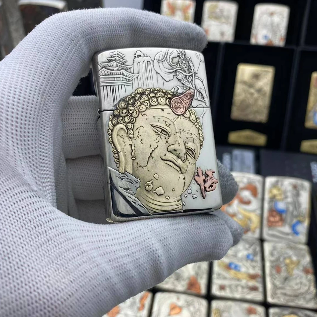 ZORRO正品佐罗白铜902s盔甲机浮雕镶嵌破悟火机黑马原创个性送礼