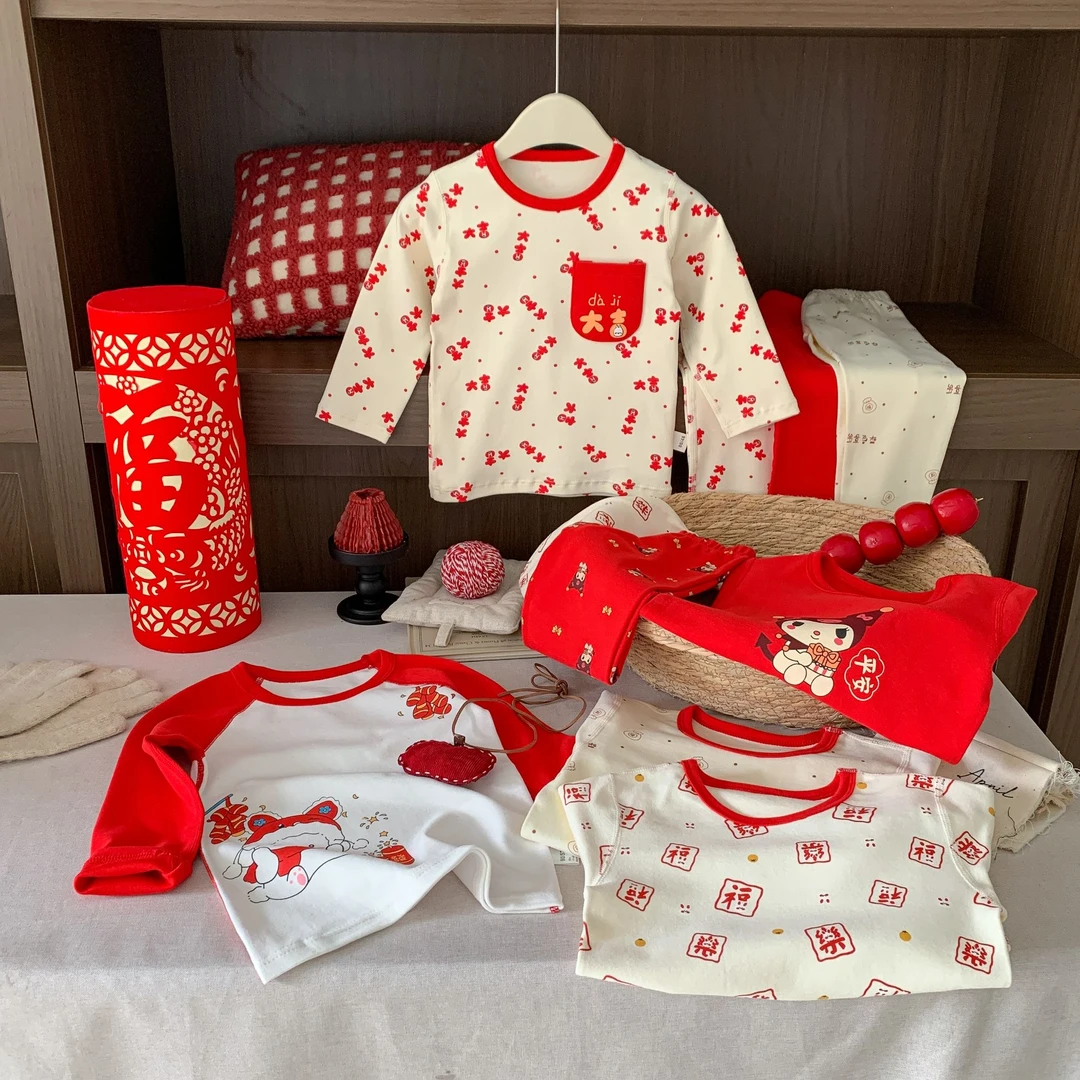 【潼潼妈】300g新年款儿童秋衣秋裤舒绒拉架纯棉A类磨毛儿童家居服