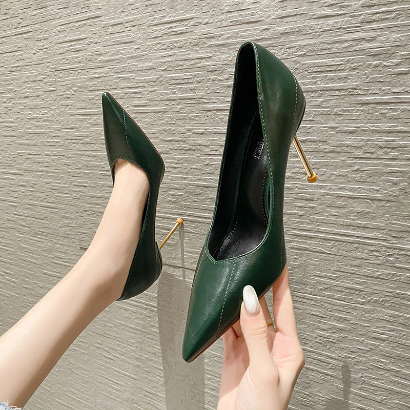 CASSISA.【7.5CM】YD611-1羊皮百搭职业纯色气质时尚尖头高跟鞋