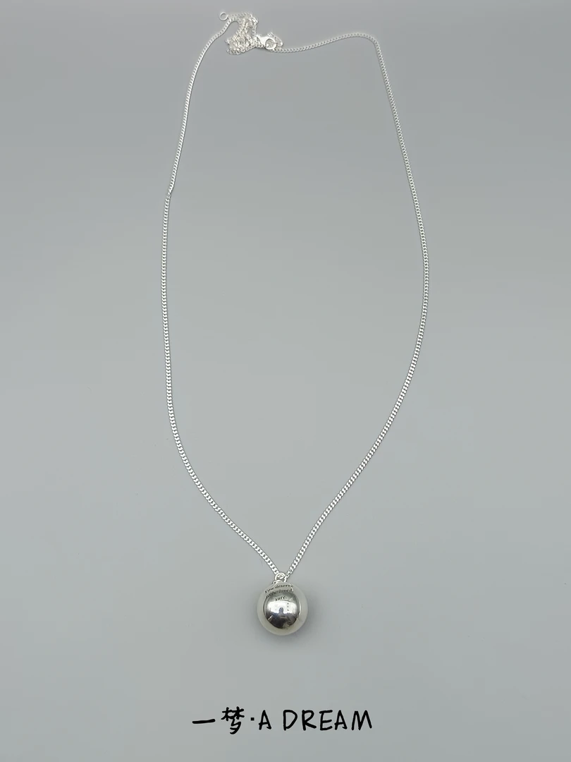 坠链均925银 字母大球韩版简约s925长款项链