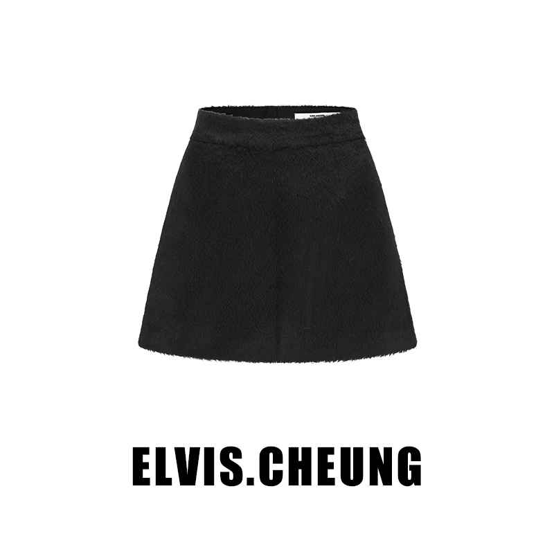 蒋云開運24秋冬新品极夜黑超柔苏丽短裙