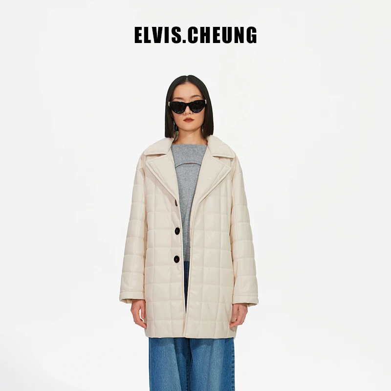 ELVIS.CHEUNG蒋云開運蛋白PU行缝阔型中长外套