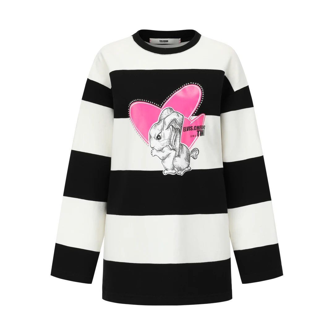 【年终狂欢款】ELVIS.CHEUNG蒋云開運“好事成兔”宽条纹圆领卫衣浮力