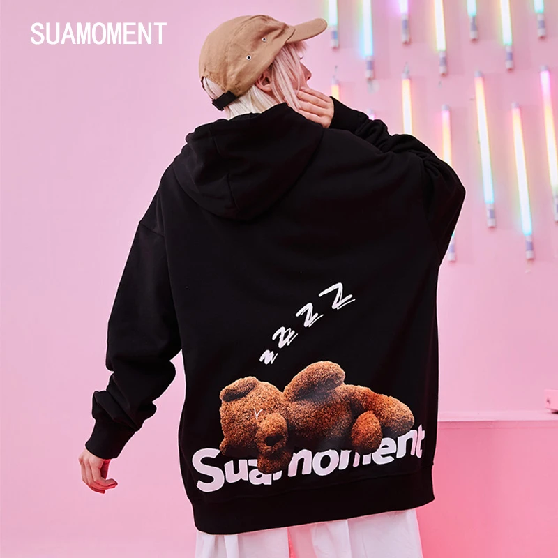 SuaMoment【官方专享】【何洛洛同款】 血爪抓痕潮牌打呼小熊连帽卫衣