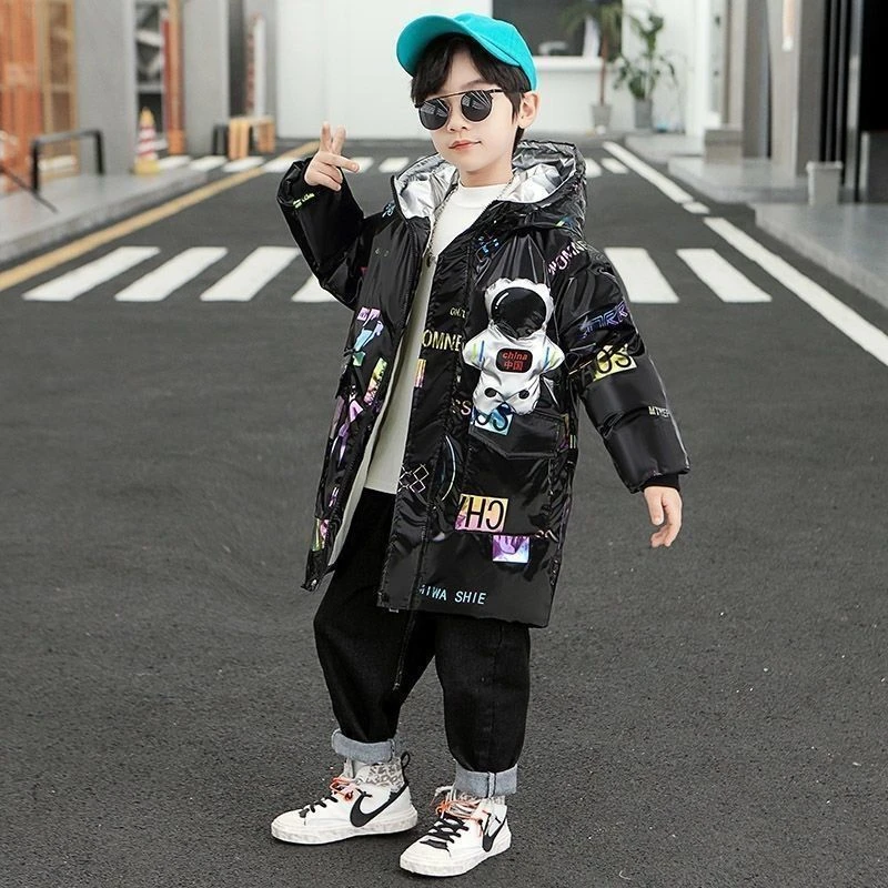 男童棉服2023新款冬装中大童免洗棉衣中长款加厚保暖男童外套棉袄
