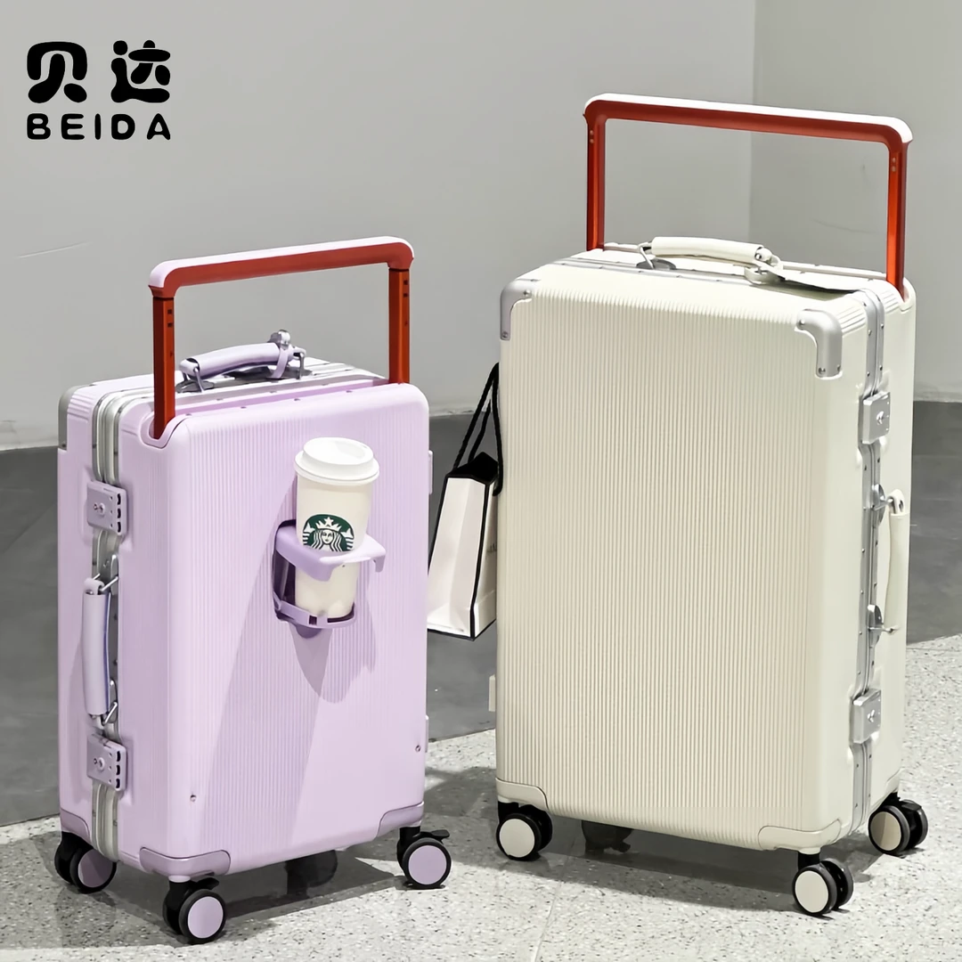贝达宽拉杆铝框旅行行李箱女登机箱20寸新款拉杆箱万向轮密码箱子