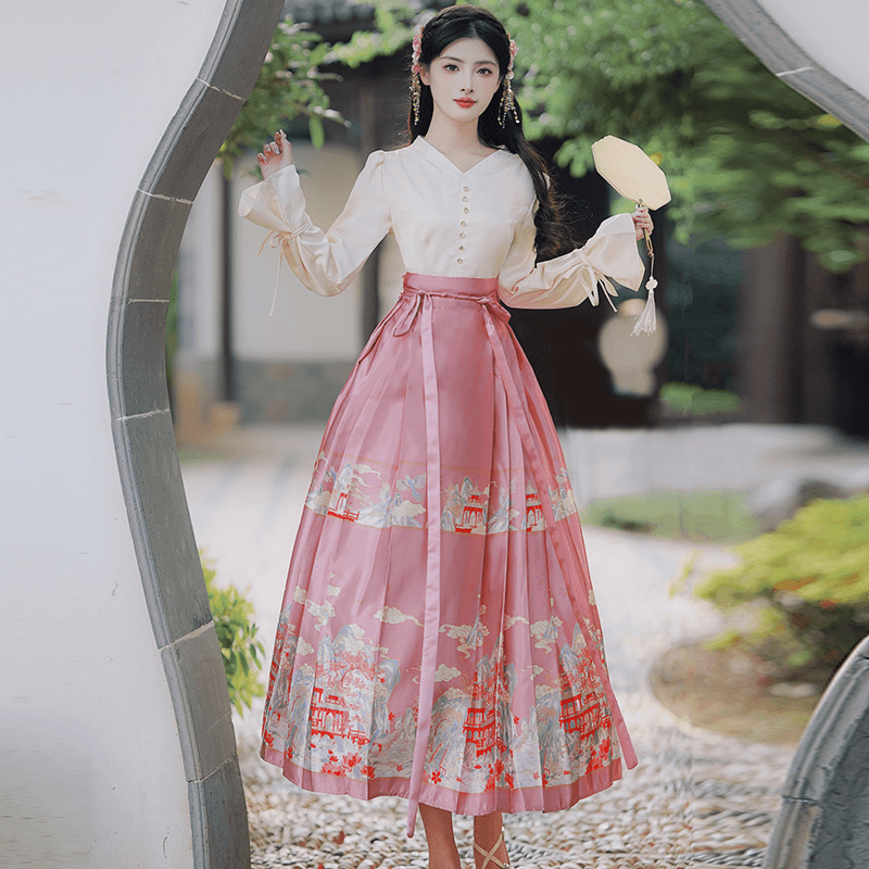 明制汉服织金马面裙套装秋冬新款新中式国风通勤日常高级提花半裙