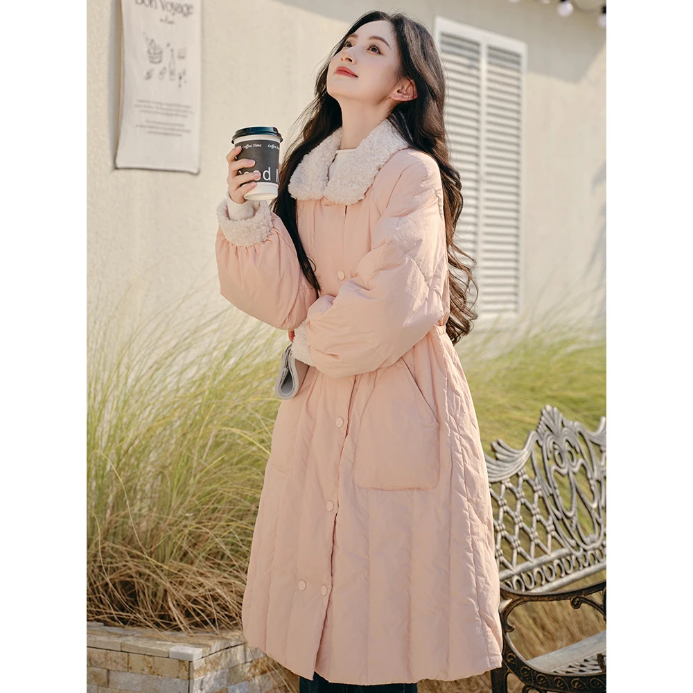 韩版气质百搭加厚棉服时尚复古宽松收腰中长款保暖秋冬小个子甜美