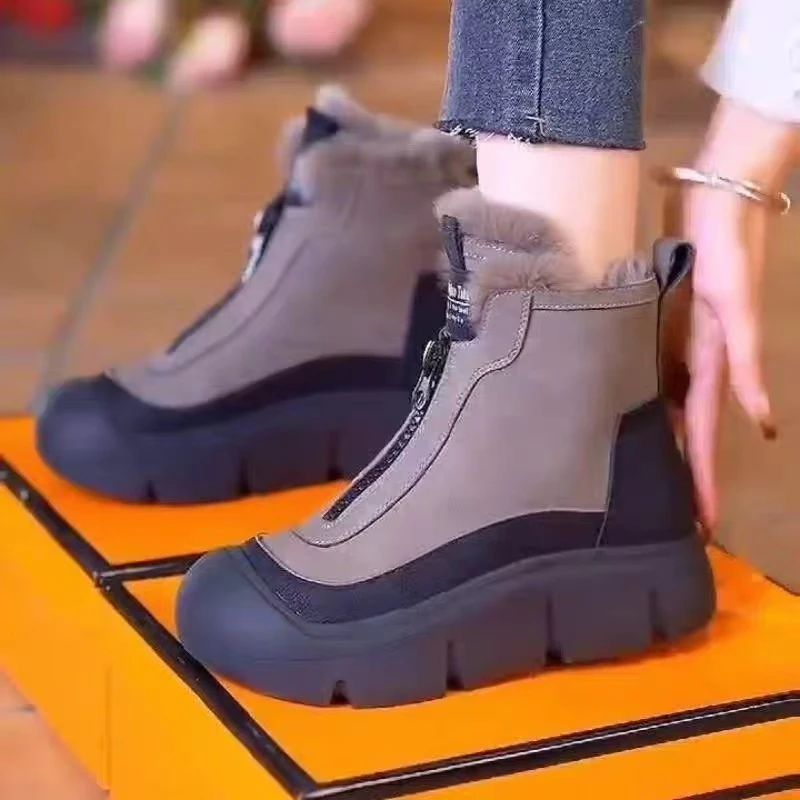 2024新款马丁靴棉靴厚底毛毛靴