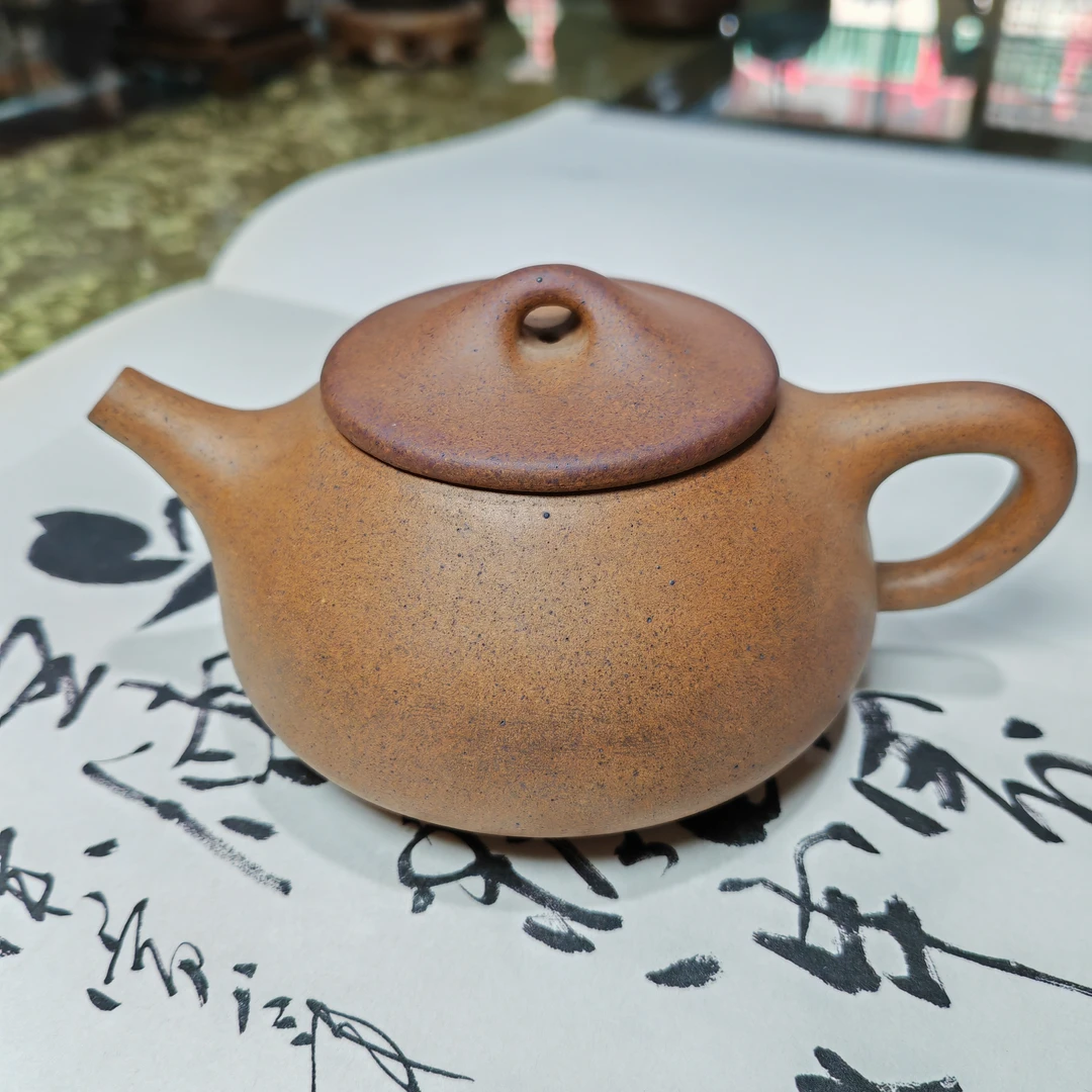 茂旭号-黄龙山原矿紫砂壶老乌泥石瓢300cc茶壶茶具