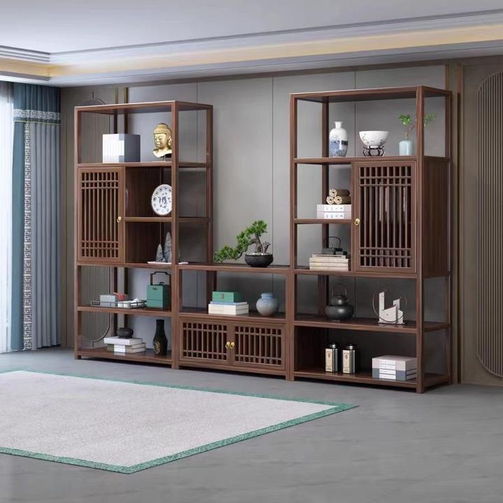 尚品新中式落地茶桌博古架茶假置物架茶具收纳假简约博古架