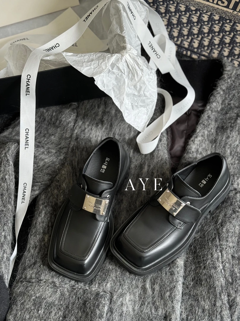 【AYE】24SS｜高定设计师款方头厚底乐福鞋｜魔术贴小皮鞋百搭单鞋ins
