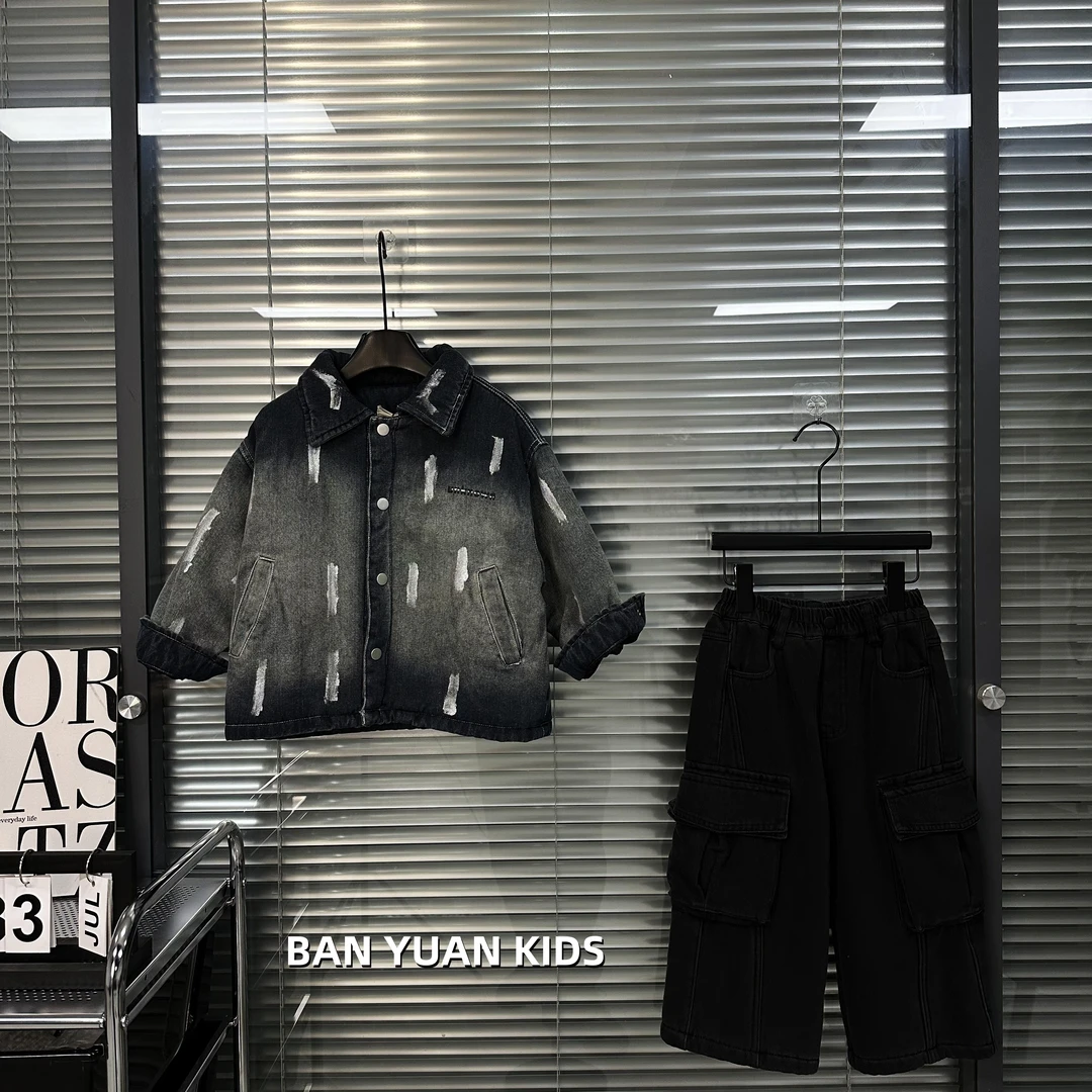 秋冬季新款中小童韩版设计风加棉牛仔外套~『现货』-1441