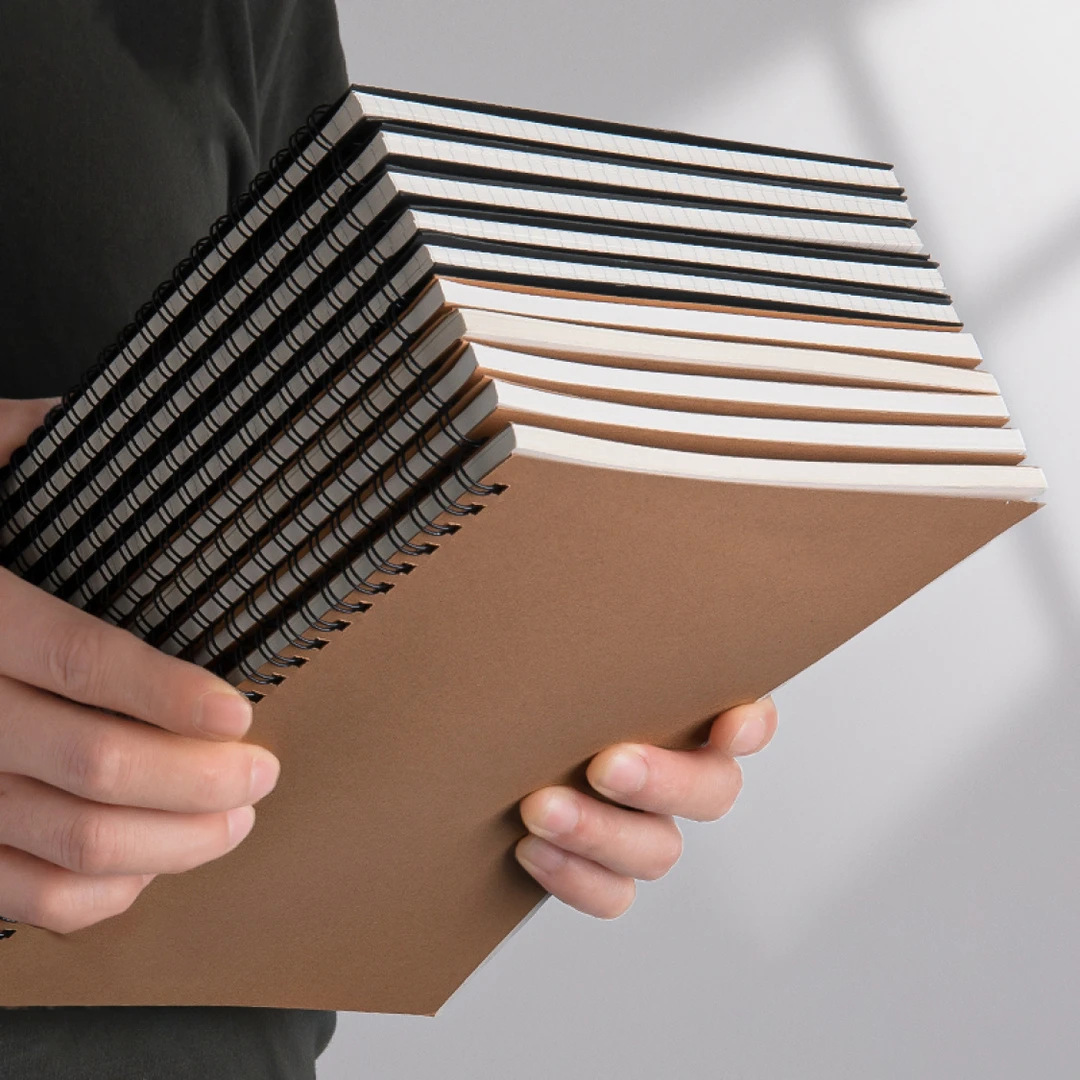 牛皮纸笔记本A5/B5简约加厚线圈本横线网格黑卡高中大学生记事本