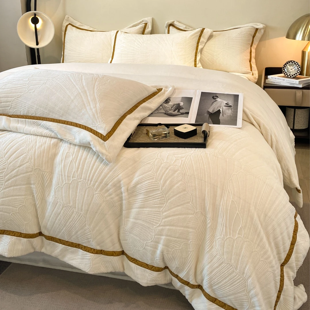 【蔓茵】2024款高克重雕花牛奶绒四件套床上用品加厚绒舒适保暖