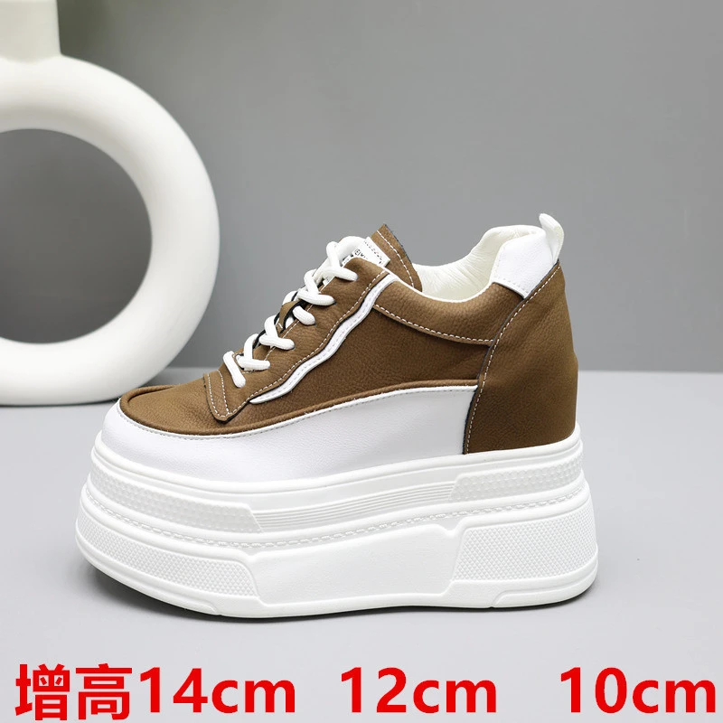 超高14cm小个子增高女鞋12cm网红小白鞋2024婚庆休闲厚底松糕鞋10