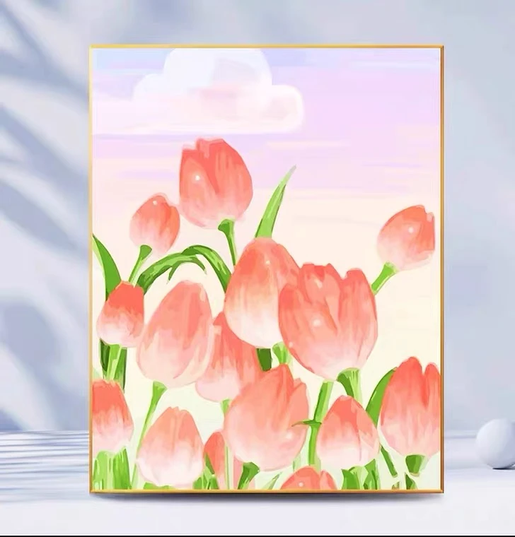 十字绣定制款：郁金香 大格四股65*80满绣18种色（有版权）