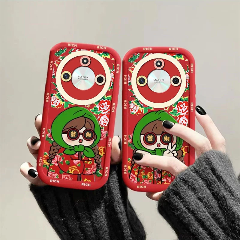 大花女孩荣耀X50手机壳荣耀X50I简约泡芙防摔全包软壳新潮牌ins