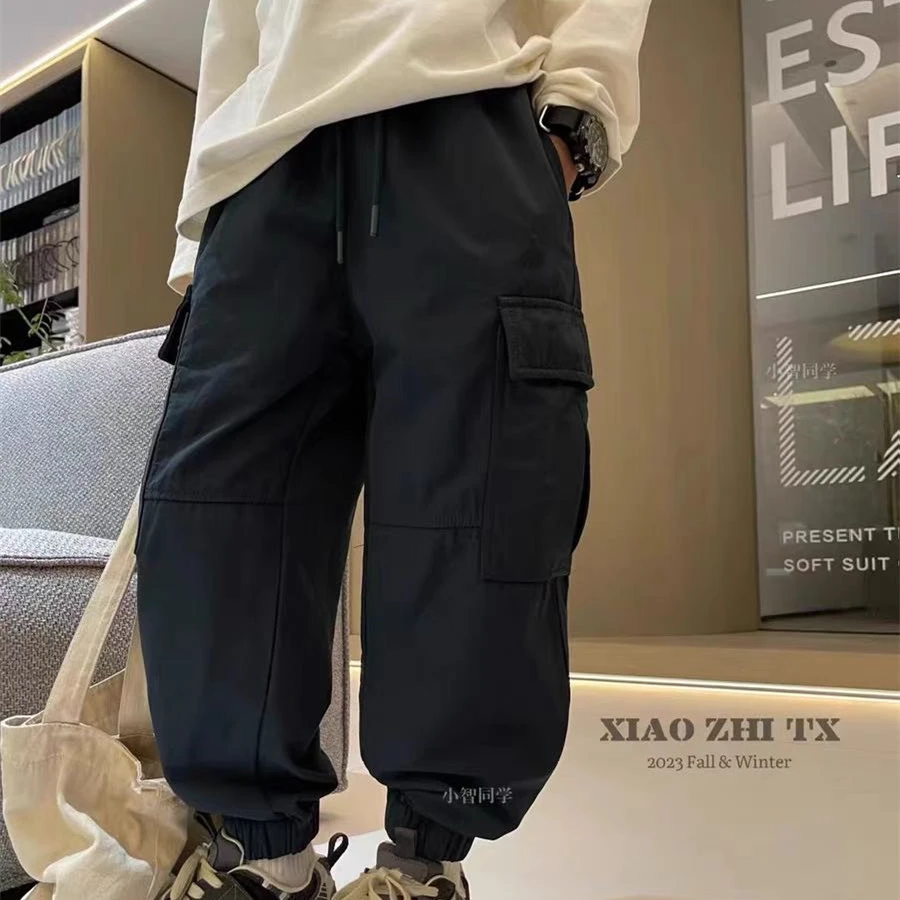 98儿童冬季加绒卫裤红色