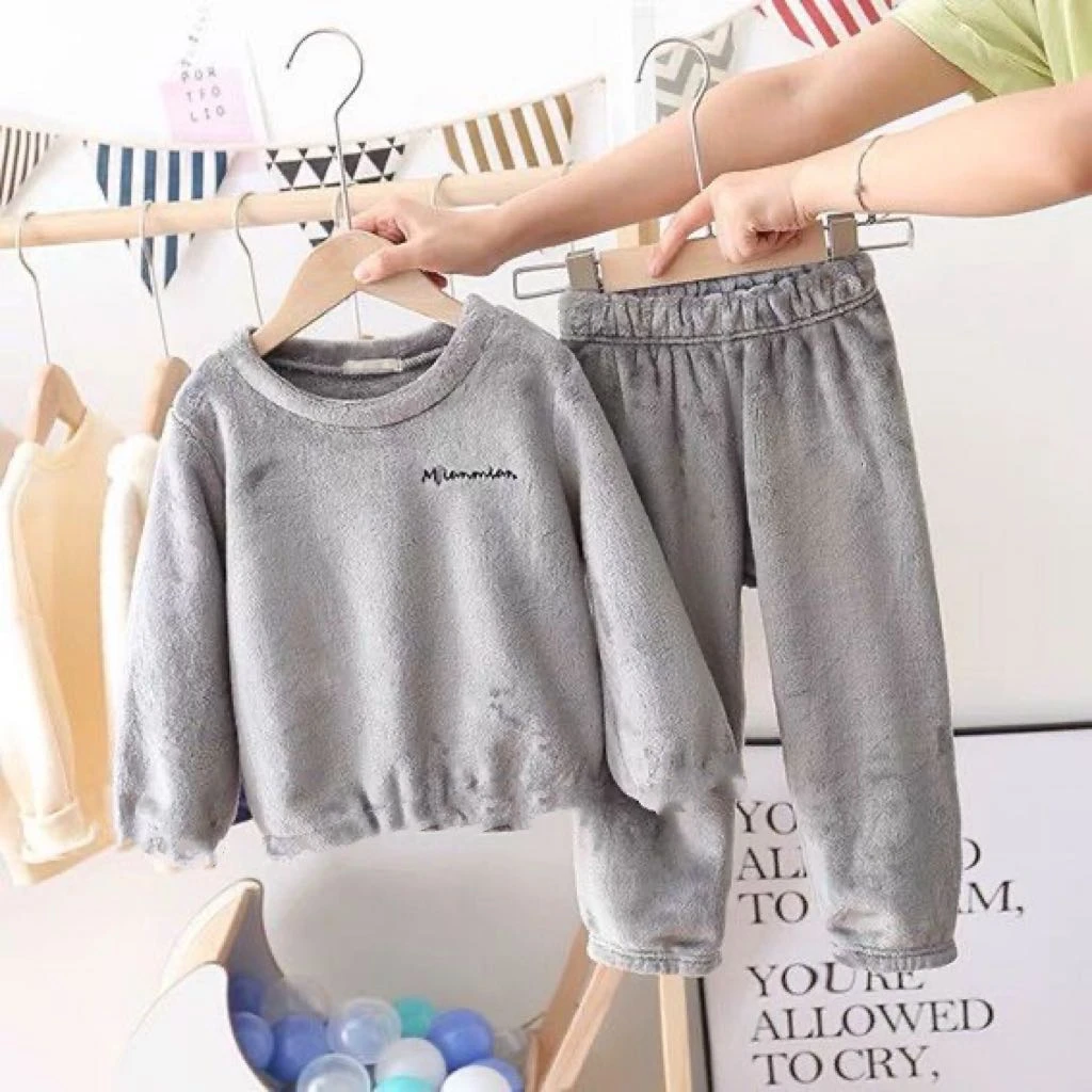 3582儿童冬款家居服套装雾霾蓝