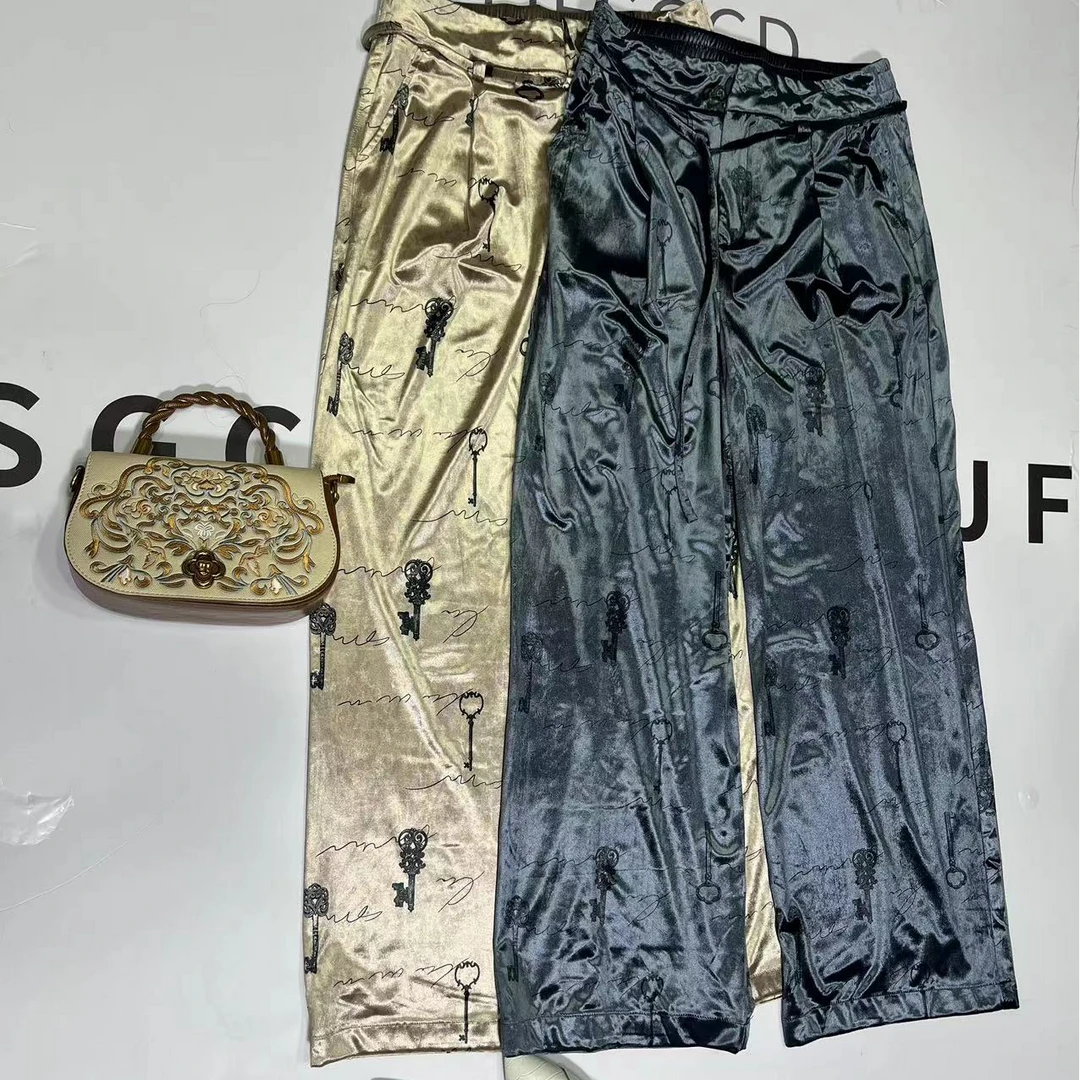 236092高腰休闲百搭长裤设计感裤子