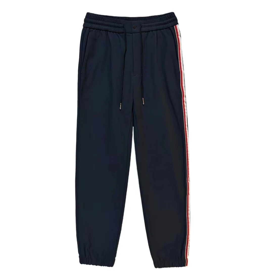 Dite2025年秋季男士新款男款单边条纹针织纯棉百搭休闲卫裤