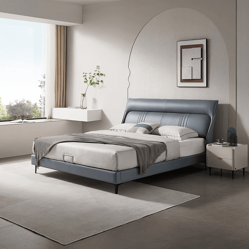 顾家家居KUKAHOME头层真皮床轻奢简约牛皮大床主卧双人床 8019