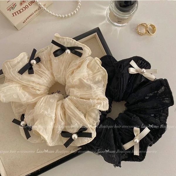 法式优雅芭蕾风~大肠发圈头绳2024新款高端精致皮筋女扎头发绳ins