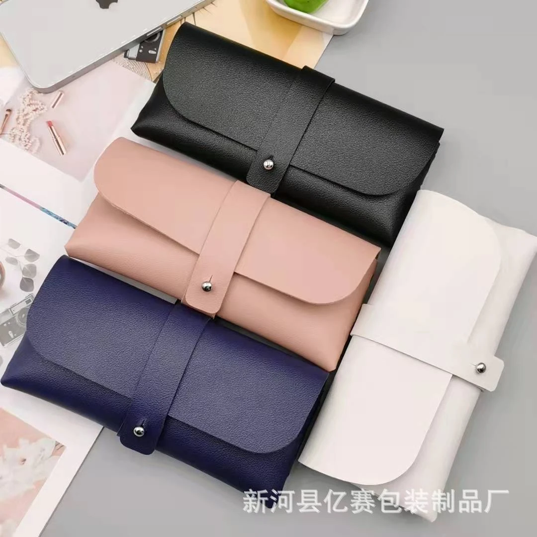 现货柔软皮质软包眼镜盒手工便携绑带眼镜包墨镜太阳镜皮质眼镜包