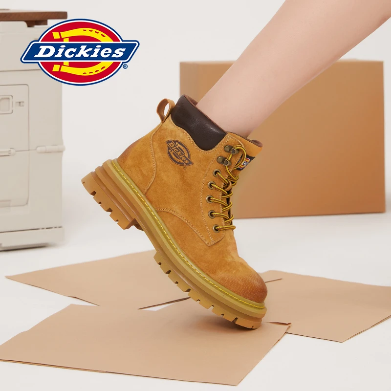 Dickies2025女款大黄靴秋季马丁靴百搭增高鞋工装靴高帮靴子女