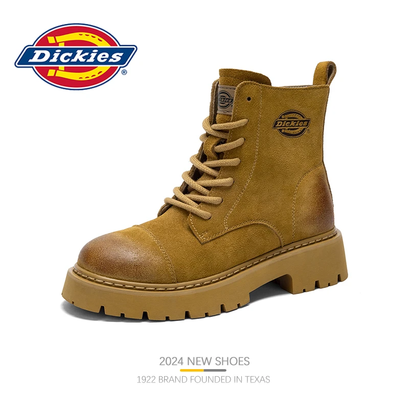 Dickies马丁靴女款2025新款女鞋冬季厚底英伦风真皮拉链短靴单靴