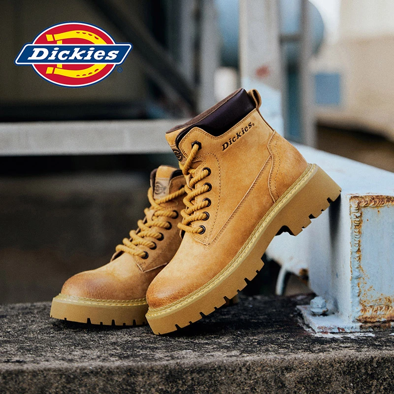 Dickies马丁靴女夏季新款防滑英伦短靴户外舒适黄靴女潮流高帮靴
