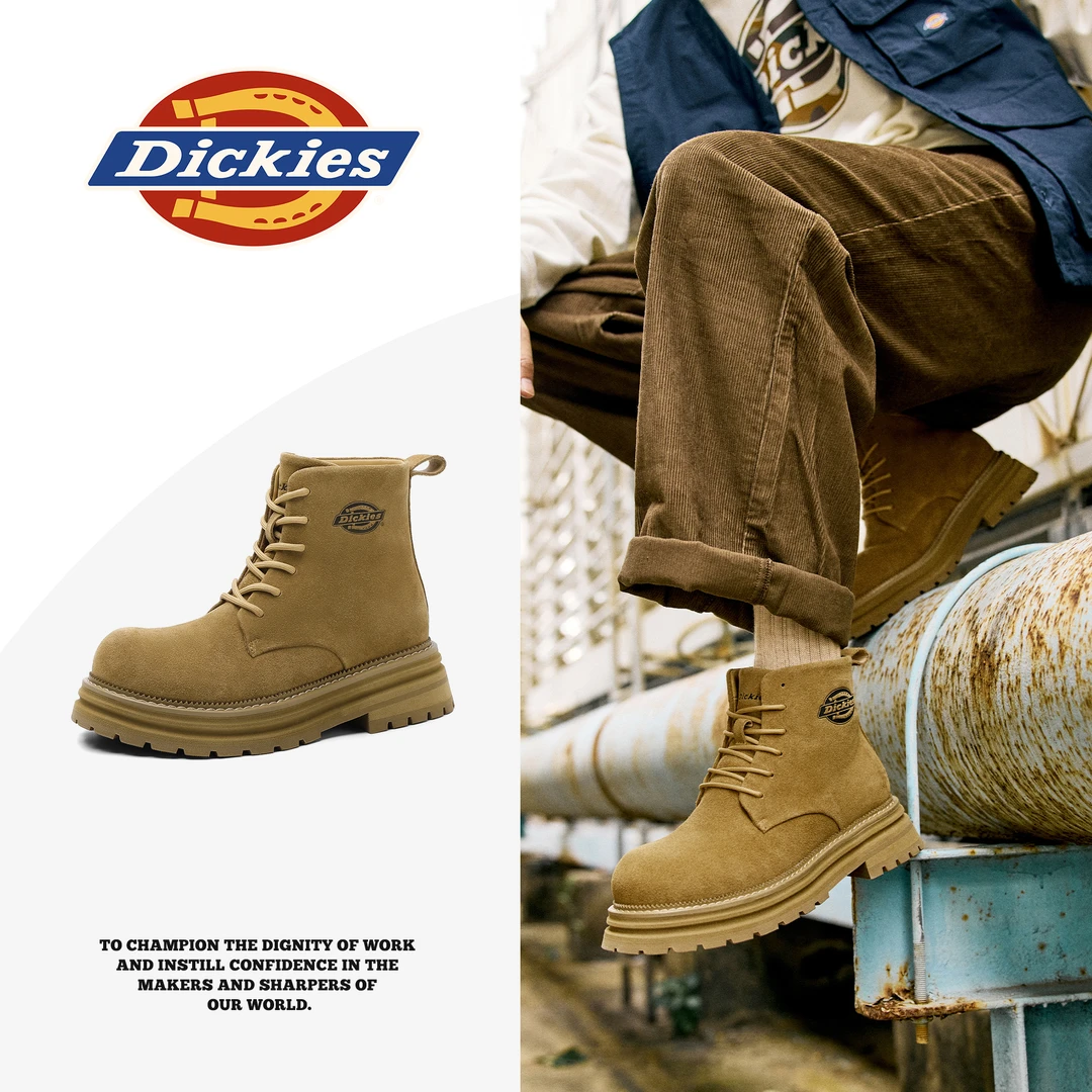 Dickies复古大黄靴秋冬新款情侣百搭马丁靴耐磨高帮厚底男士靴子