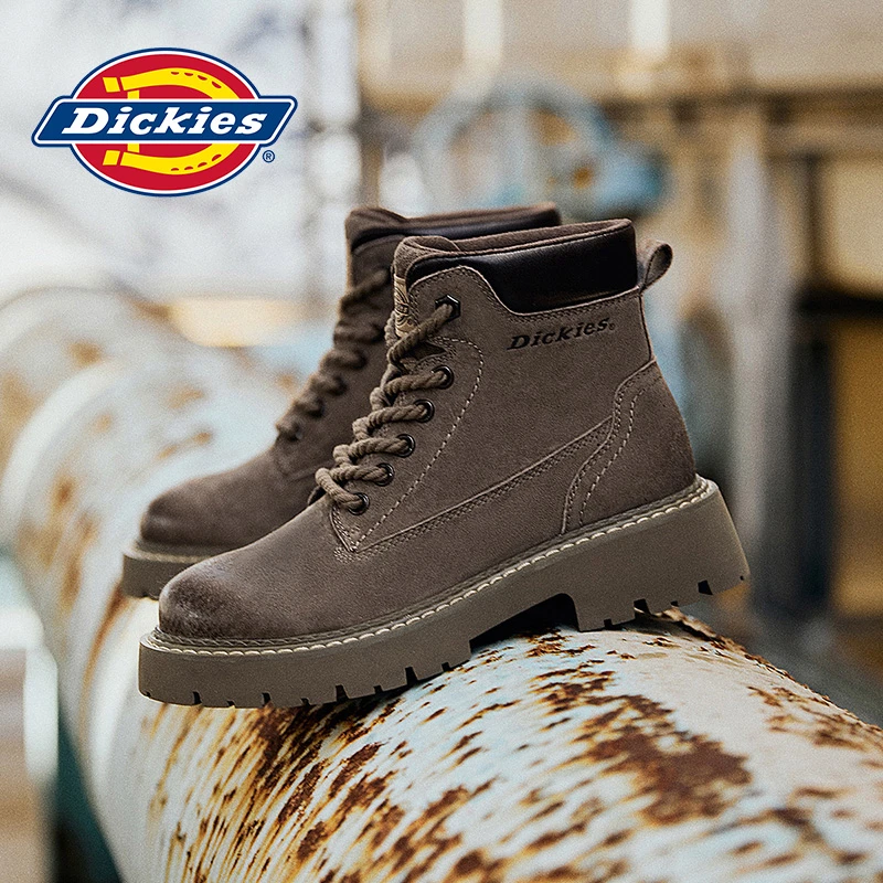 Dickies马丁靴女冬季新款百搭英伦短靴防踢工装黄靴女潮流马丁靴