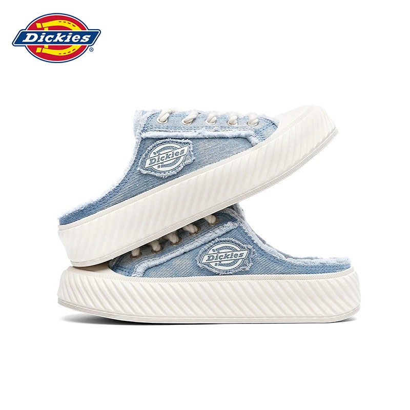 Dickies水洗蓝半拖情侣帆布鞋2025冬季一脚蹬百搭透气增高男鞋潮