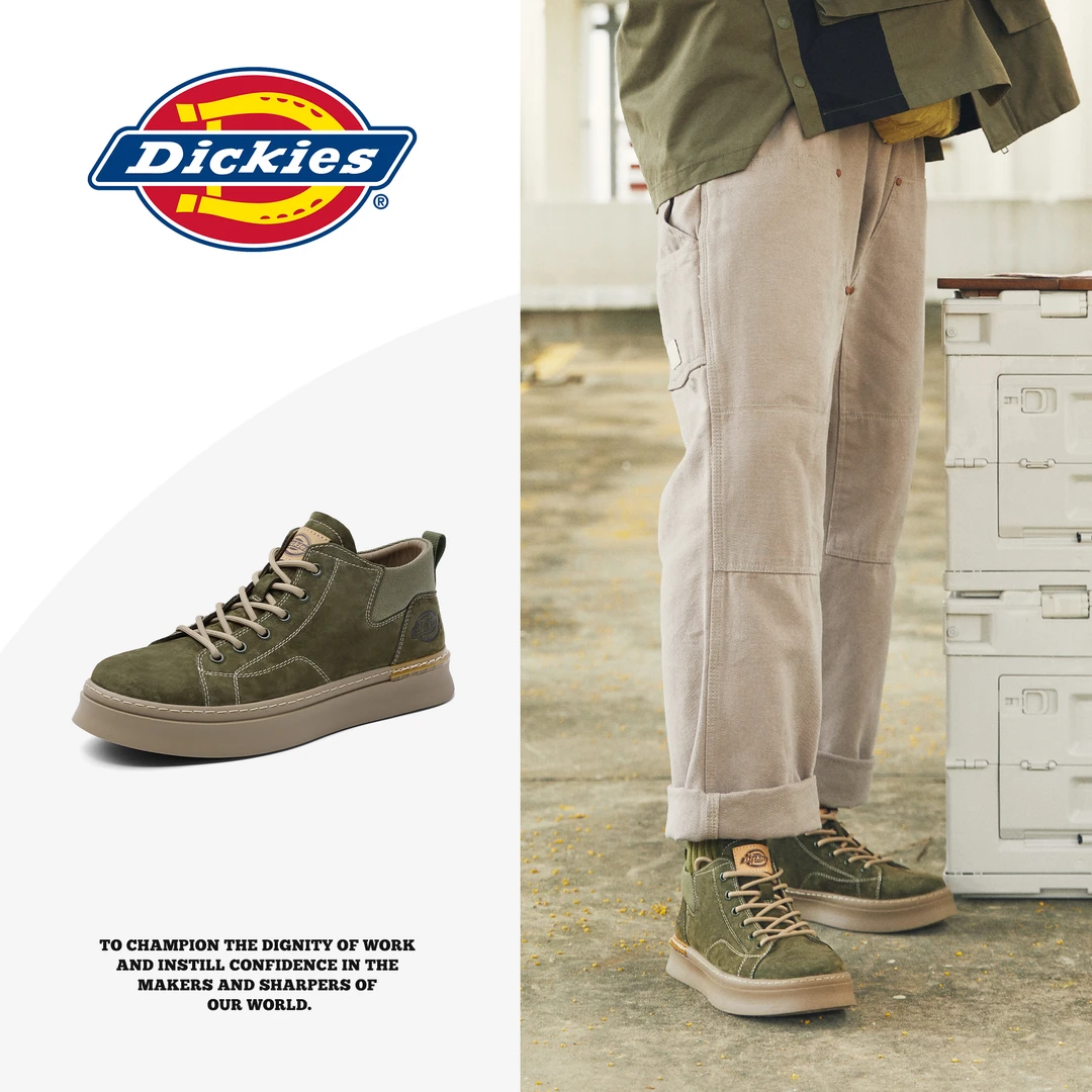 Dickies板鞋男2025冬季工装厚底百搭男鞋男士休闲复古潮流中帮鞋