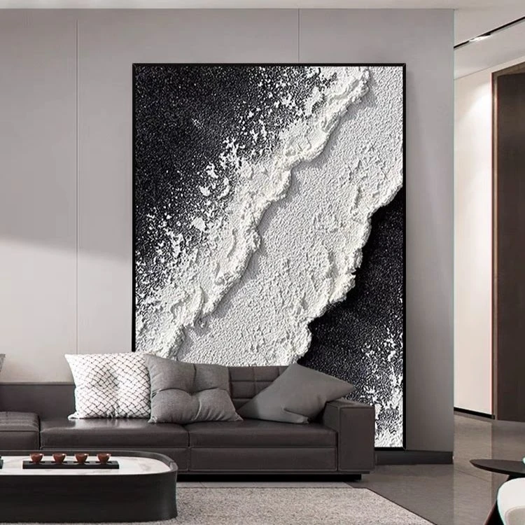 轻奢浮雕画落地玄关画时微喷尚沙发装饰画艺术立体海浪沙滩挂画
