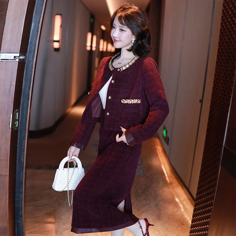 【现货】MIUCO重工钉钻圆领粗花呢短外套