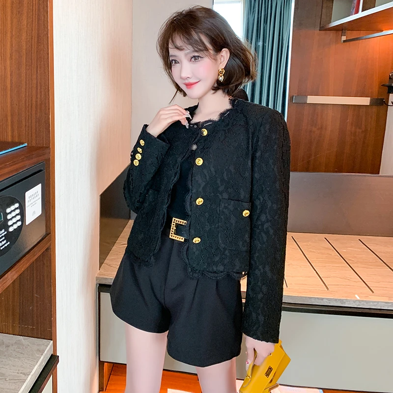 【现货】MIUCO重工水溶蕾丝圆领流苏直筒小香外套女