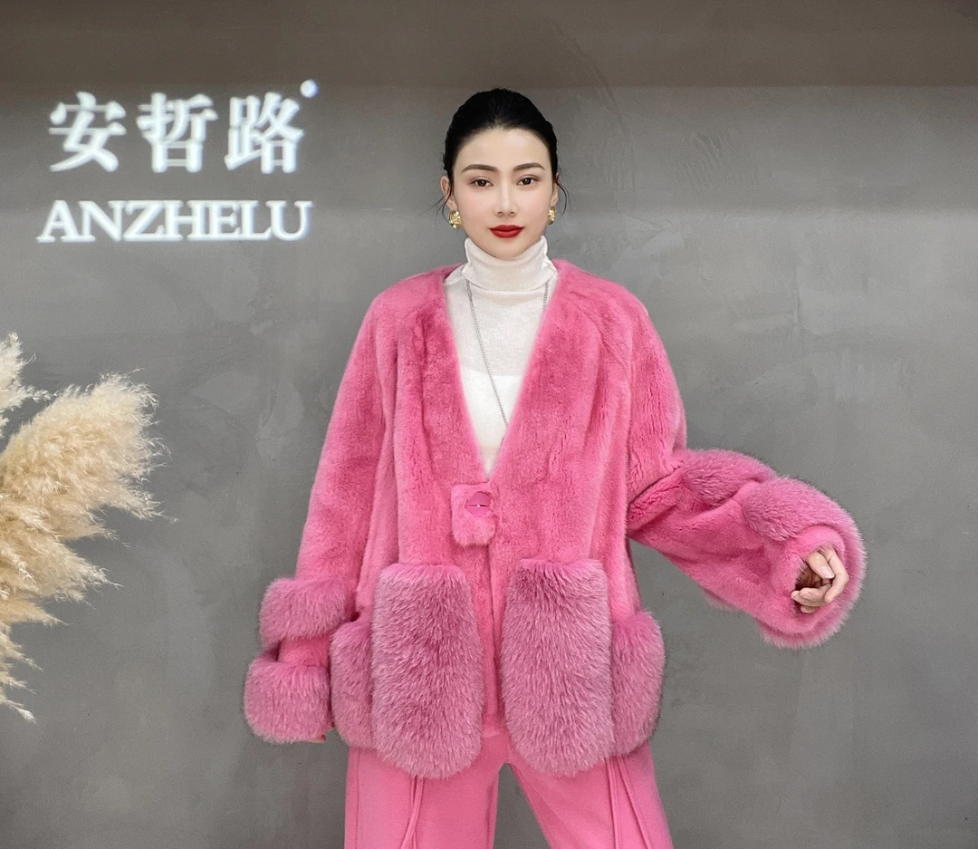 【安哲路皮草】23671款女士貂皮大衣外套