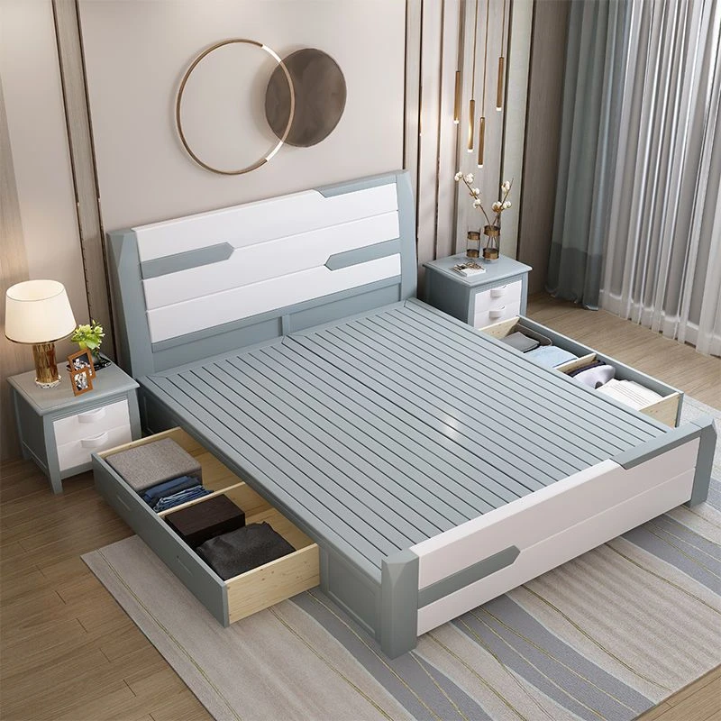 中式实木床简约现代主卧床双人1.8米家用1.5米单人床加厚储物婚床