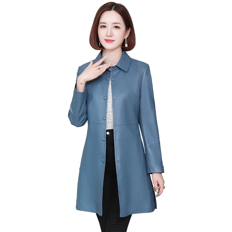 FY0130，中长款皮衣皮衣女外套春秋显瘦气质