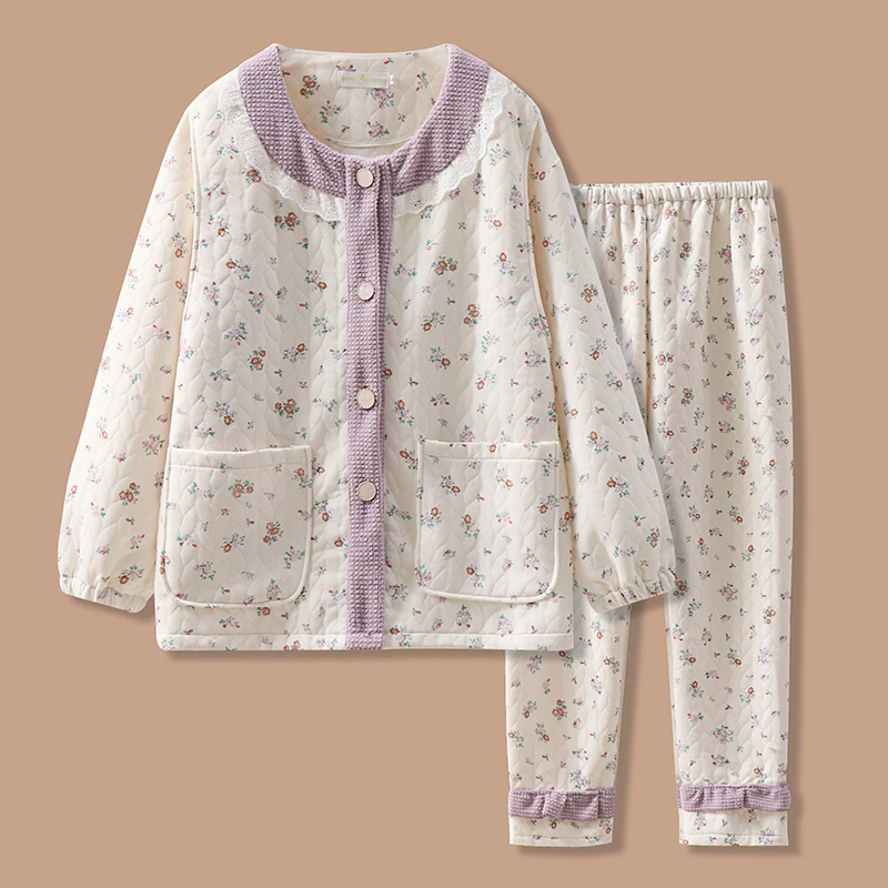 维雨秋冬季空气棉月子服10-11月份哺乳睡衣孕妇家居服可外穿套装