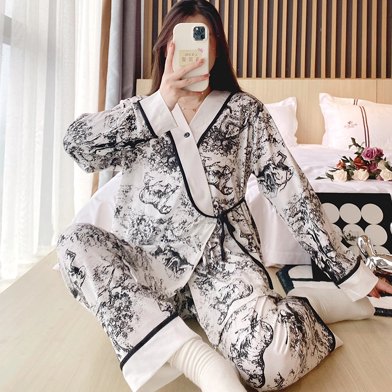 春秋季产妇3月份4月子服产后哺乳睡衣春夏天薄款孕妇家居服四季款