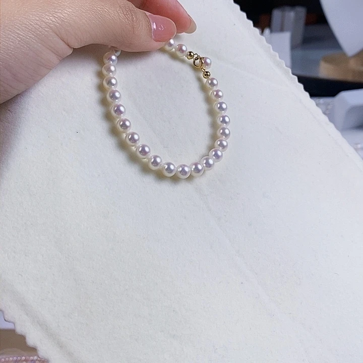 淡水珍珠手绳18K金镶嵌