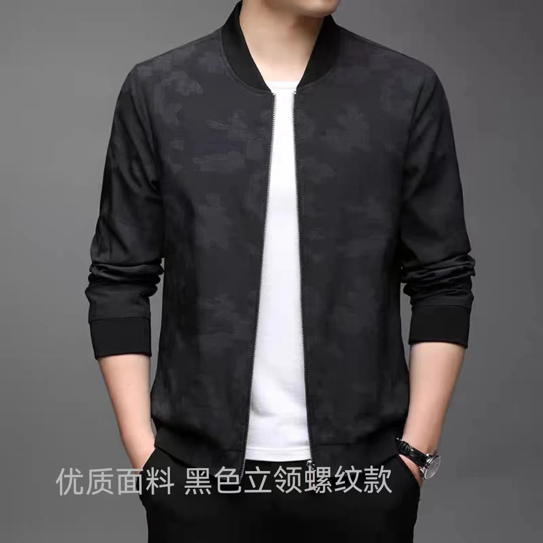 F129大码宽松男装秋季男士中年爸爸休闲夹克外套