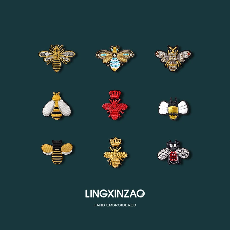 黄铜布艺胸针 印度丝手工刺绣昆虫蜜蜂胸针高档精致别针衣服配饰